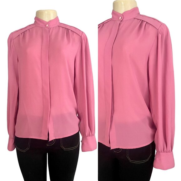 Vintage Blouse by Josephine in Mauve Pink size M L retro 1980s women long sleeve - Picture 1 of 9